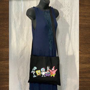 Spongbob Friends Small Crossbody Messenger Canvas Tote Bag with Long Straps